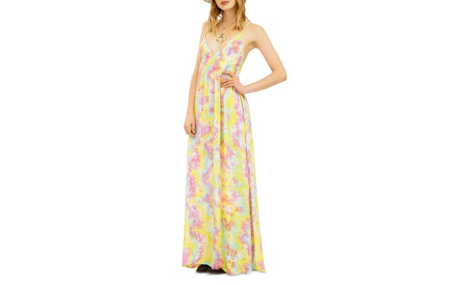  Womens Gracie Tie Dye Maxi Dress Swim Cover-Up, Multi, Small