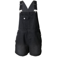 Tinseltown Juniors’ Cotton Denim Shortalls, Black, Small