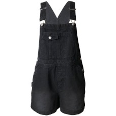 Tinseltown Juniors’ Cotton Denim Shortalls, Black, Small