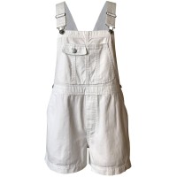 Tinseltown Juniors’ Cotton Denim Shortalls, White, Small