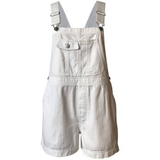 Tinseltown Juniors’ Cotton Denim Shortalls, White, Small