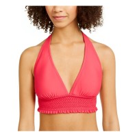 Tommy Hilfiger Smocked Halter Bikini Top Women’s Swimsuit, Pink, X-Small