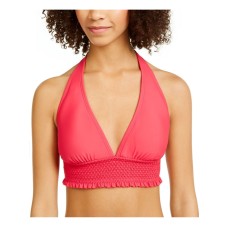 Tommy Hilfiger Smocked Halter Bikini Top Women’s Swimsuit, Pink, X-Small