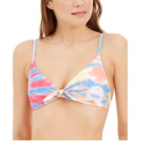Tommy Hilfiger Tie-Dye Tie-Front Bikini Top, Large, Pink
