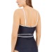  Wrap-Front Belted Tankini Top, Medium, Navy