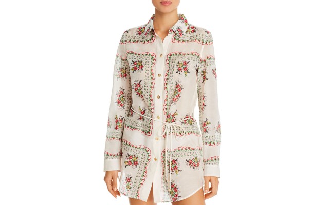  Brigitte Shirt Dress Swim Cover-Up, X-Small, Pink