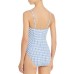 Tory Burch Swimwear Gingham One-Piece Swimsuit, Blue, XS