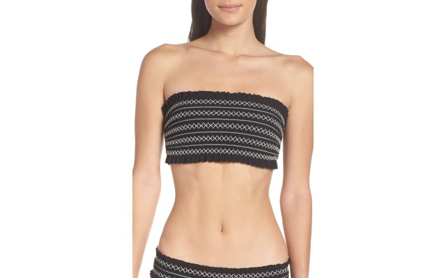  Women’s Costa Bandeau Bikini Top, Black/New Ivory, Medium