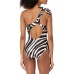  Vivant Asymmetrical One-Piece Swimsuit, 10, Black/White