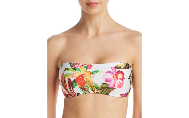  Womens Miami Bandeau Floral Bikini Swim Top White 10