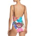  Women’s Standard Over The Shoulder One Piece Swimsuit, Pink/Multi, 8