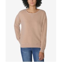 Ultra Flirt Juniors’ Crewneck Teddy Sweatshirt, Large, Brown
