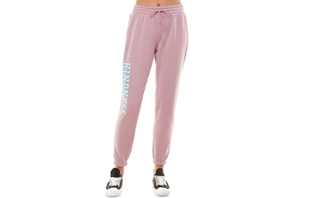  Juniors’ High-Rise Graphic Jogger Sweatpants, Small, Pink