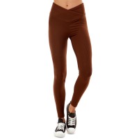 Ultra Flirt Juniors’ V-Waist Ribbed Leggings, X-Small, Brown