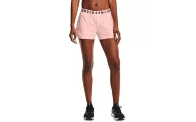  Womens Logo Waistband Play Up Shorts, Pink, Small
