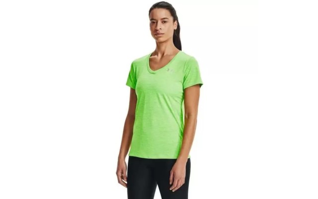  Women’s Tech V-Neck Twist Short-Sleeve T-Shirt,Summer Lime, X-Small
