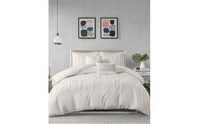  Paloma Full/Queen 5 Piece Cotton Comforter Set, Ivory