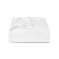 Vera Wang Waffleweave Blanket Bedding, White, Full/Queen