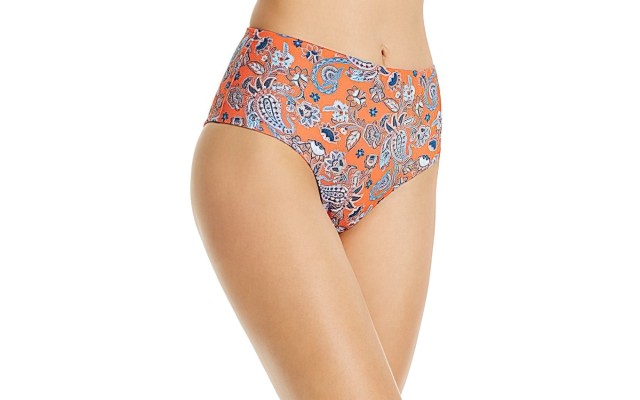  Angeles Floral Print Bikini Bottom, Red, S