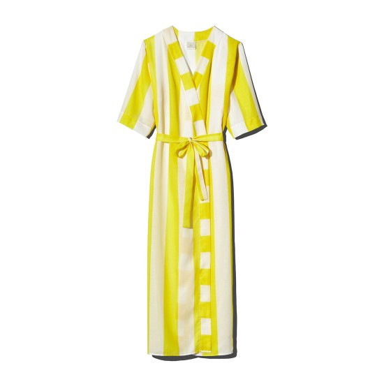 Verdelimon Striped Caftan Cover-up, Yellow Stripes, One-Size