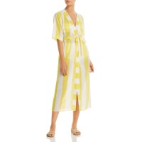 Verdelimon Striped Caftan Cover-up, Yellow Stripes, One-Size