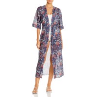 Verdelimon Womens Lace Trim Eyelet Swim Top Cover-Up Navy One-Size