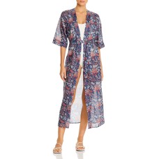 Verdelimon Womens Lace Trim Eyelet Swim Top Cover-Up Navy One-Size
