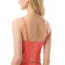  Printed Knotted Cropped Tankini Top, Small, Red