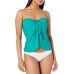  Strapless Draped Tankini Top, Green, Green, X-Small