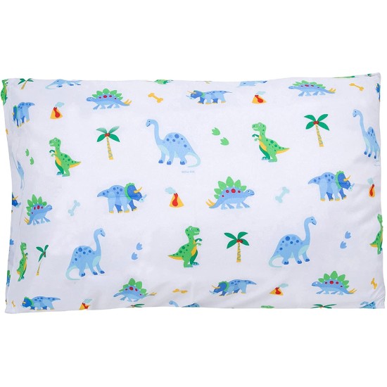 ’s Dinosaur Land 100% Cotton Pillowcase Bedding, Blue, 20×30