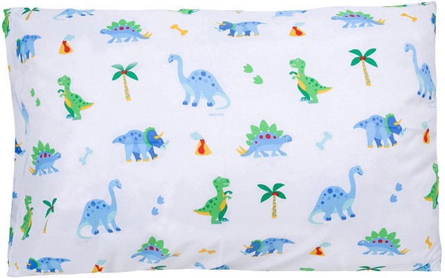 ’s Dinosaur Land 100% Cotton Pillowcase Bedding, Blue, 20×30