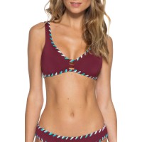 Women’s Becca Camille Reversible Bikini Top,  Medium, Maroon/Peach