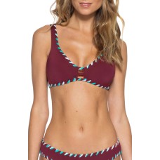 Women’s Becca Camille Reversible Bikini Top,  Medium, Maroon/Peach