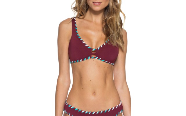Women’s Becca Camille Reversible Bikini Top,  Medium, Maroon/Peach