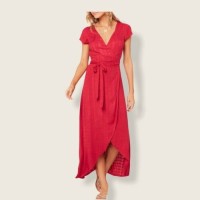 Women’s L Space Goa Cover-Up Maxi Wrap Dress, Red, Medium