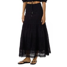 Women’s Melissa Odabash Alessia Eyelet Cover-Up Maxi Skirt, Small, Black