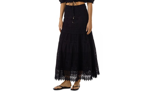 Women’s  Alessia Eyelet Cover-Up Maxi Skirt, Small, Black