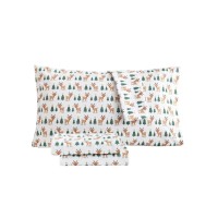 Wonderland Holiday Reindeer and Christmas Trees Sheet Set, Twin, White