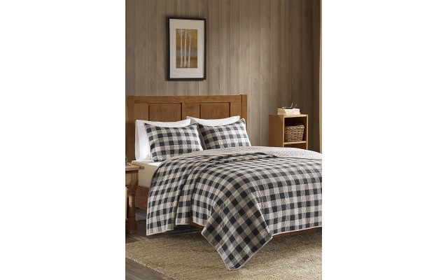  Buffalo Check Reversible 3-Pc. Oversized  Quilt Mini Set ,Full/Queen, Beige