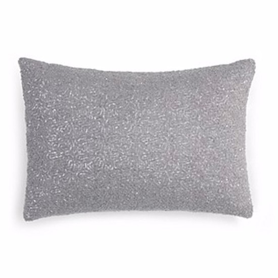 1872 Bedding Sequin Bouclé Decorative Pillow, Light Grey, 14″ X 20″