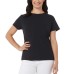  Ladies' Cotton Blend Tee, 3-pack, Black, Medium