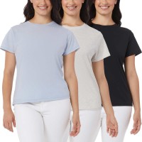 32 Degrees Ladies' Cotton Blend Tee, 3-pack, Black, Medium