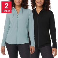32 Degrees Ladies' Full Zip, 2-Pack, Black, 3X