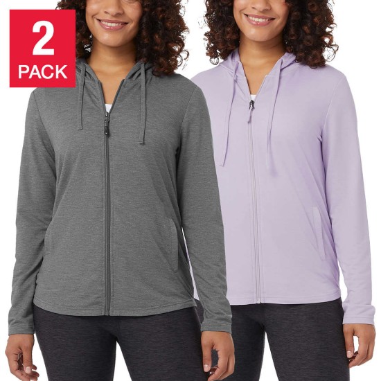  Ladies' Full Zip, 2-Pack, Gray, X-Large