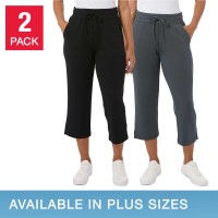 32 Degrees Ladies' Pull On Knit Capri, 2-pack, Black, Large