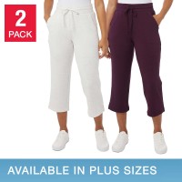 32 Degrees Ladies' Pull On Knit Capri, 2-pack, Purple, 2X