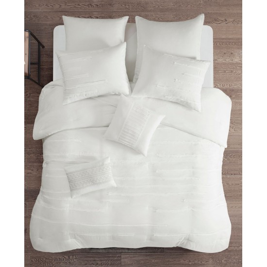  Jenda Queen 8 Piece Comforter Set Bedding, White