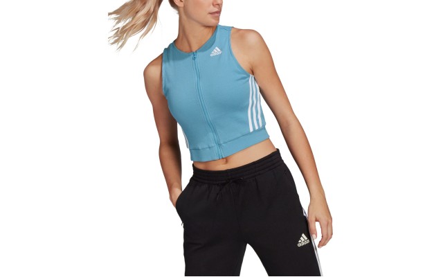  Women’s Sportswear Fitted Ribbed Tank Top, Blue, Large