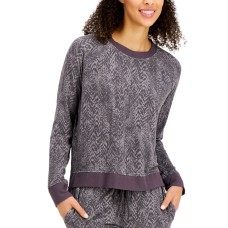 Alfani Ultra-Soft Crew Neck Pajama Top, Small, Gray