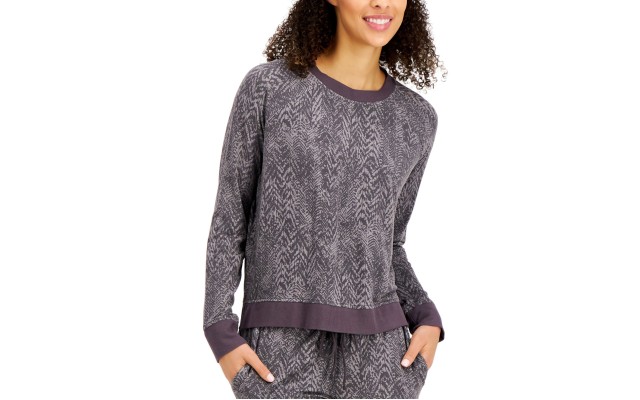  Ultra-Soft Crew Neck Pajama Top, Small, Gray
